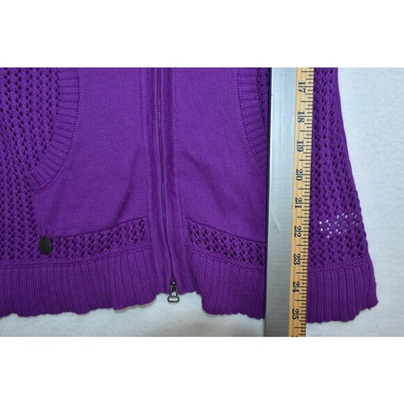 Athleta Sunscape Sweater Womens Sz S Purple Hoodie Zipper Long Sleeve Open Knit - Picture 12 of 12